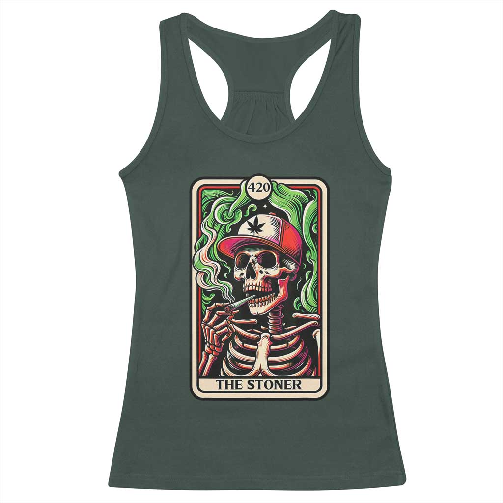 Skeleton 420 The Stoner Racerback Tank Top Retro Tarot Card Weed Lover Cannabis Trippy Vibes