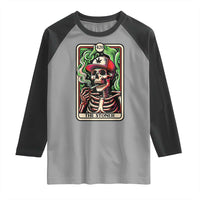 Skeleton 420 The Stoner Raglan Shirt Retro Tarot Card Weed Lover Cannabis Trippy Vibes