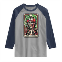 Skeleton 420 The Stoner Raglan Shirt Retro Tarot Card Weed Lover Cannabis Trippy Vibes