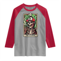 Skeleton 420 The Stoner Raglan Shirt Retro Tarot Card Weed Lover Cannabis Trippy Vibes