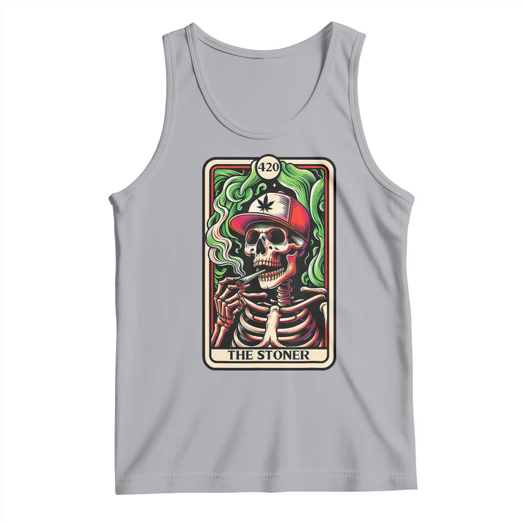 Skeleton 420 The Stoner Tank Top Retro Tarot Card Weed Lover Cannabis Trippy Vibes