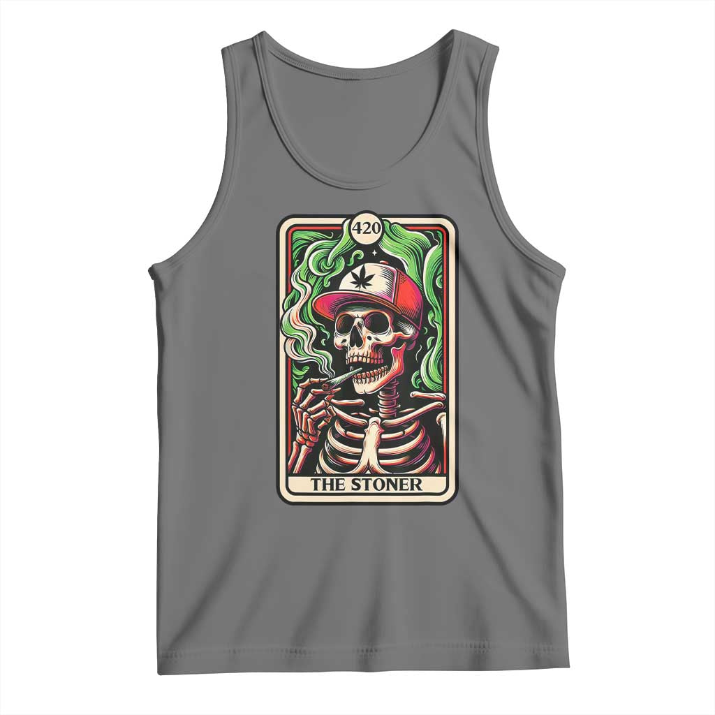 Skeleton 420 The Stoner Tank Top Retro Tarot Card Weed Lover Cannabis Trippy Vibes