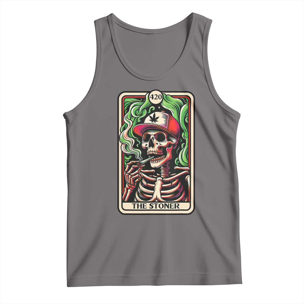 Skeleton 420 The Stoner Tank Top Retro Tarot Card Weed Lover Cannabis Trippy Vibes