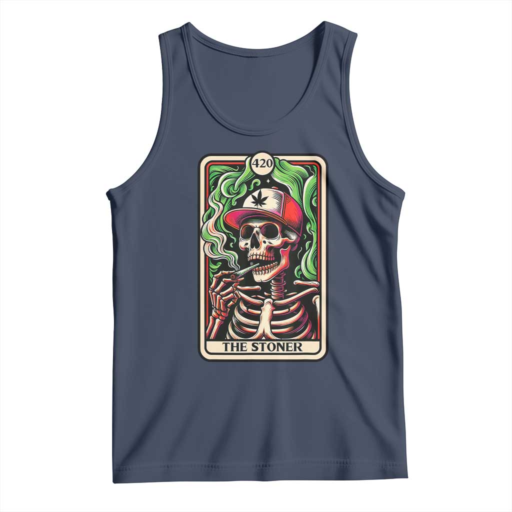 Skeleton 420 The Stoner Tank Top Retro Tarot Card Weed Lover Cannabis Trippy Vibes