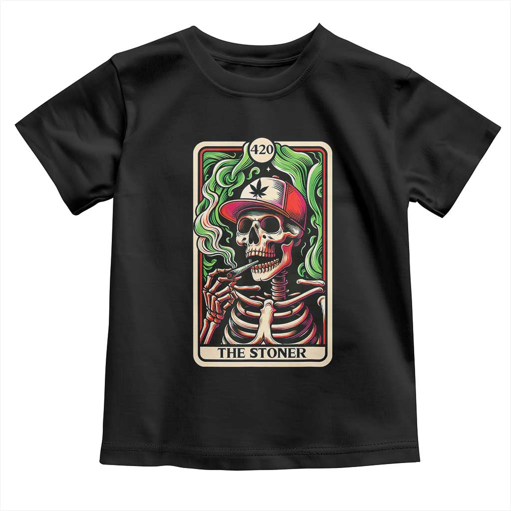 Skeleton 420 The Stoner Toddler T Shirt Retro Tarot Card Weed Lover Cannabis Trippy Vibes
