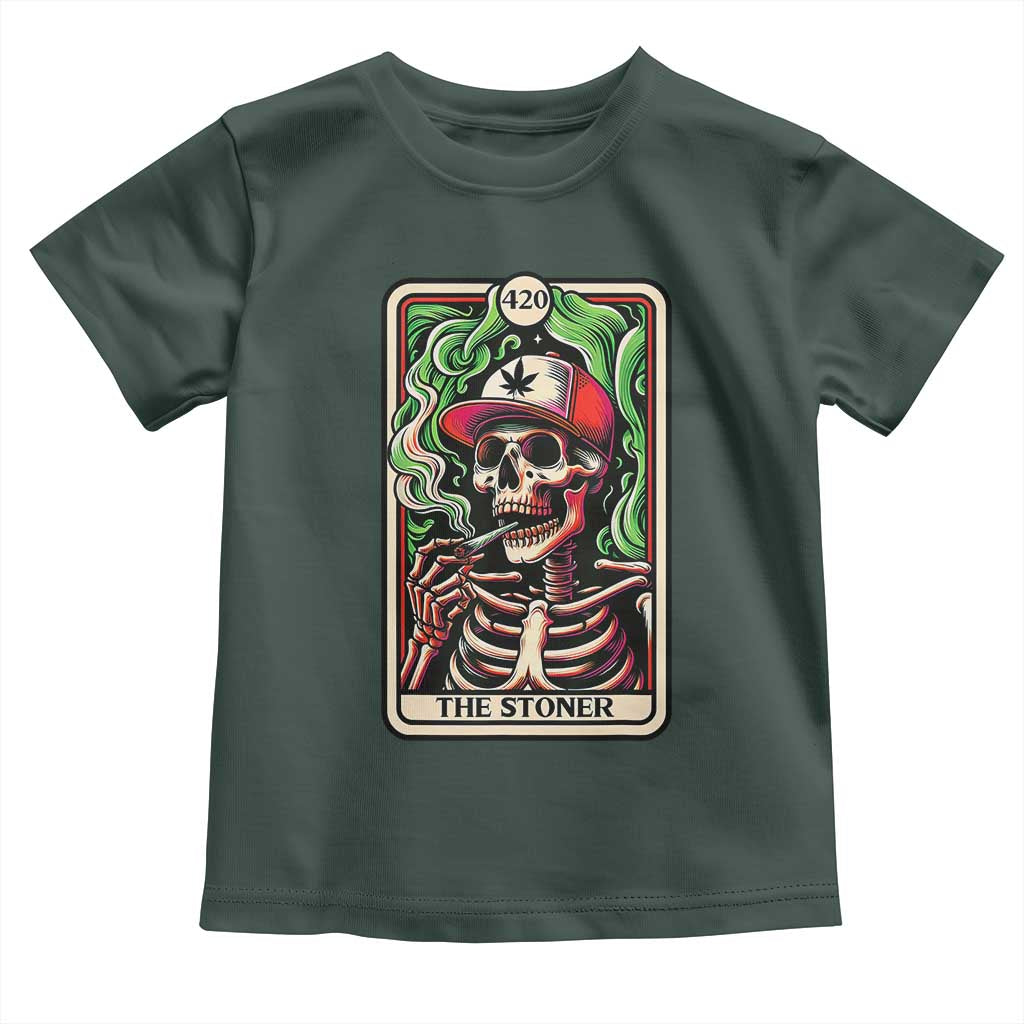 Skeleton 420 The Stoner Toddler T Shirt Retro Tarot Card Weed Lover Cannabis Trippy Vibes