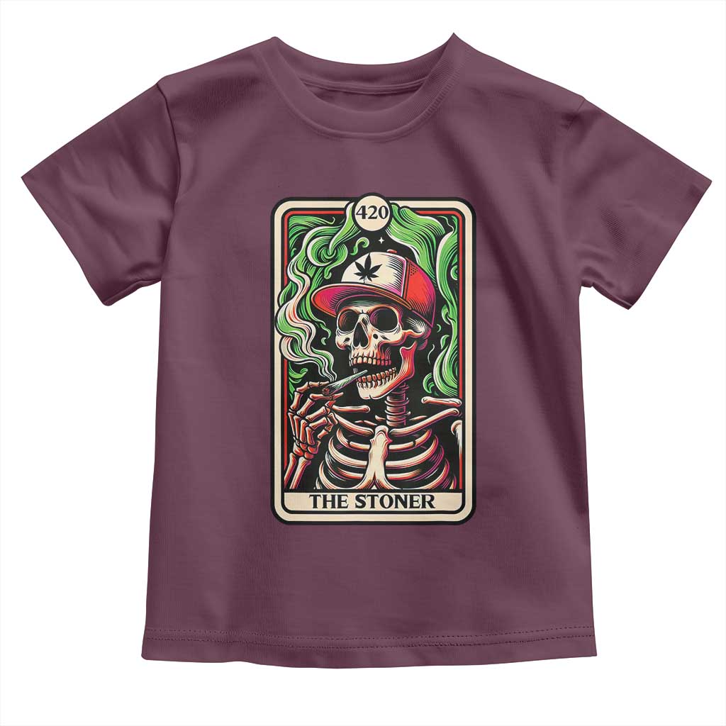 Skeleton 420 The Stoner Toddler T Shirt Retro Tarot Card Weed Lover Cannabis Trippy Vibes