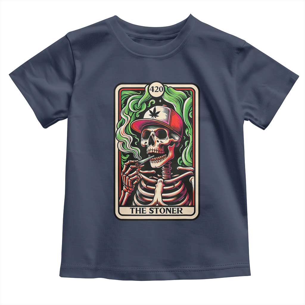 Skeleton 420 The Stoner Toddler T Shirt Retro Tarot Card Weed Lover Cannabis Trippy Vibes