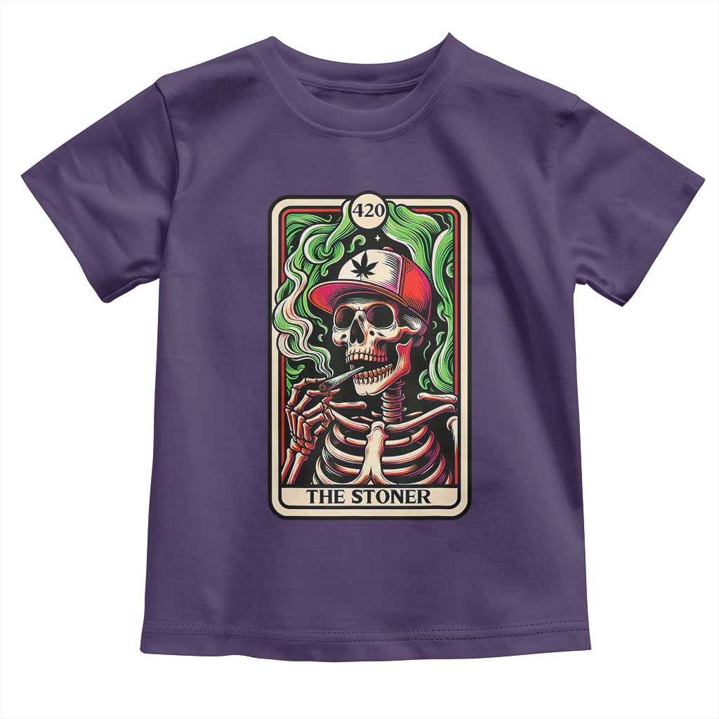 Skeleton 420 The Stoner Toddler T Shirt Retro Tarot Card Weed Lover Cannabis Trippy Vibes