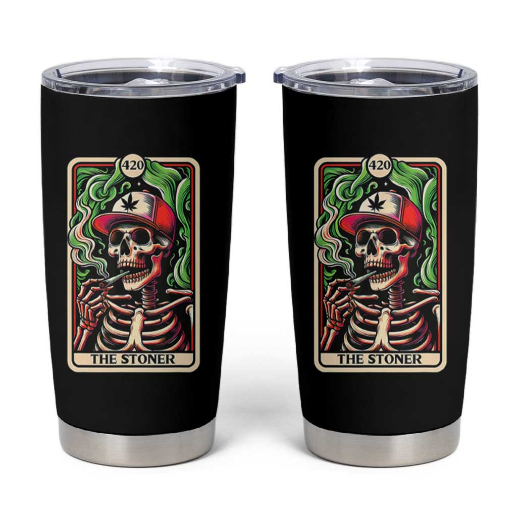 Skeleton 420 The Stoner Tumbler Cup Retro Tarot Card Weed Lover Cannabis Trippy Vibes