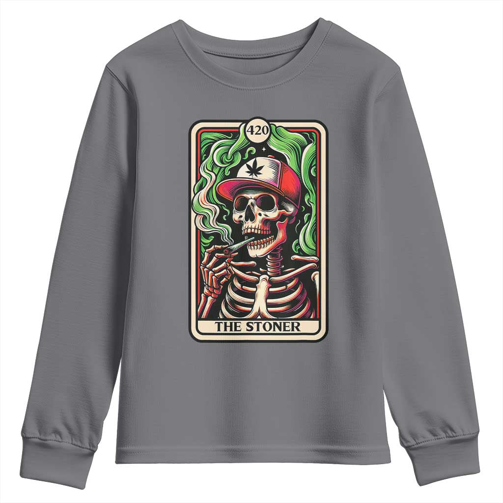 Skeleton 420 The Stoner Youth Sweatshirt Retro Tarot Card Weed Lover Cannabis Trippy Vibes
