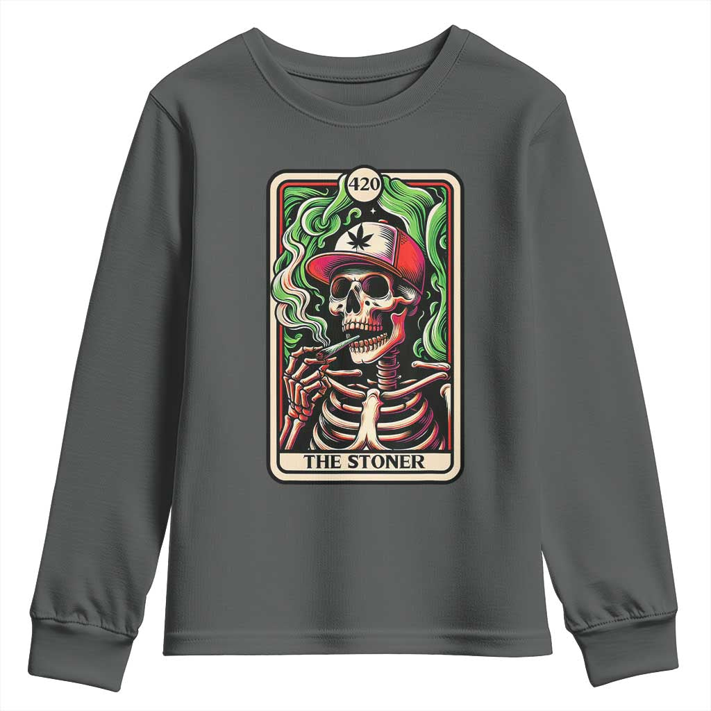 Skeleton 420 The Stoner Youth Sweatshirt Retro Tarot Card Weed Lover Cannabis Trippy Vibes
