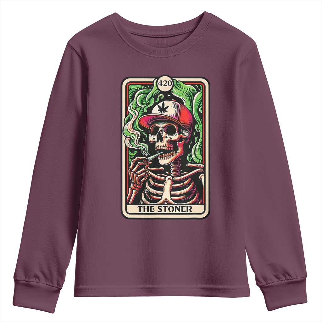 Skeleton 420 The Stoner Youth Sweatshirt Retro Tarot Card Weed Lover Cannabis Trippy Vibes
