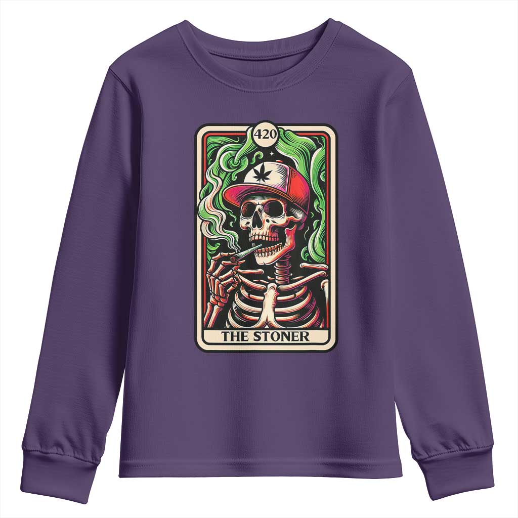 Skeleton 420 The Stoner Youth Sweatshirt Retro Tarot Card Weed Lover Cannabis Trippy Vibes