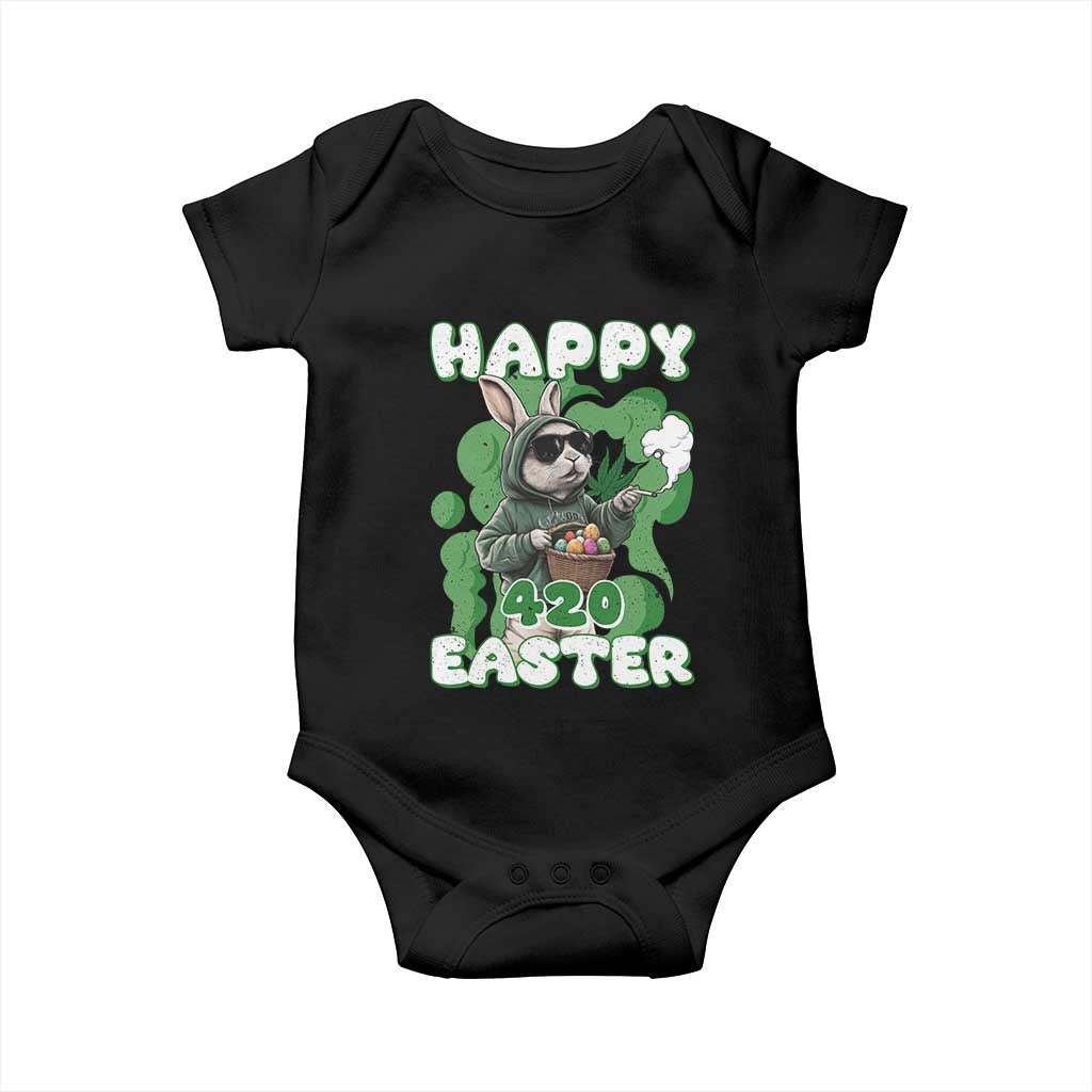 Happy 420 Easter Baby Onesie Funny Smoking Easter Bunny