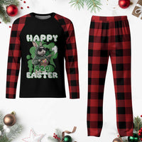 Happy 420 Easter Plaid Pajama Set Funny Smoking Easter Bunny - Wonder Print Shop