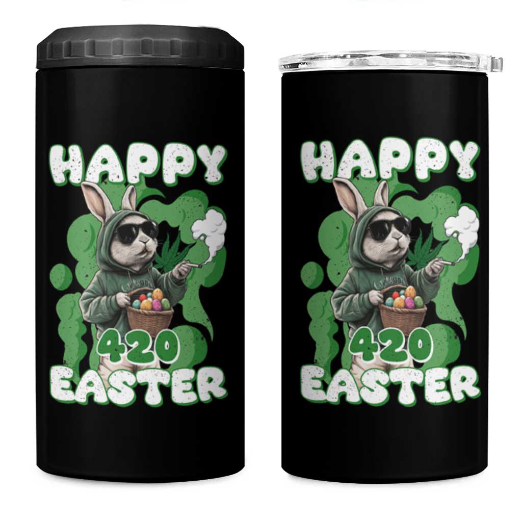Happy 420 Easter 4 in 1 Can Cooler Tumbler Funny Smoking Easter Bunny