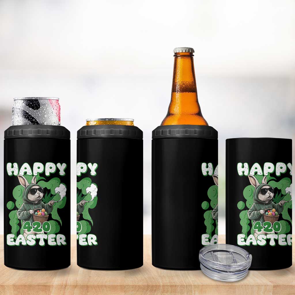Happy 420 Easter 4 in 1 Can Cooler Tumbler Funny Smoking Easter Bunny
