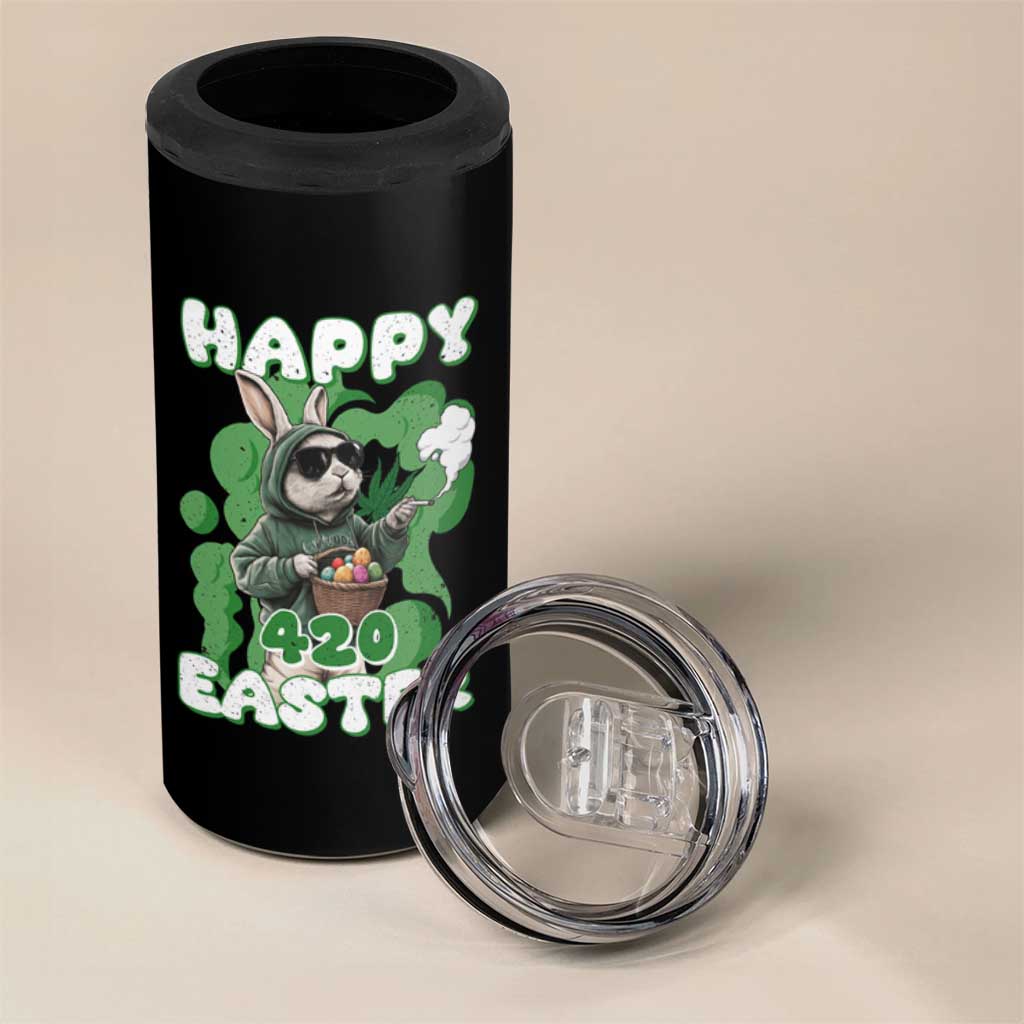 Happy 420 Easter 4 in 1 Can Cooler Tumbler Funny Smoking Easter Bunny