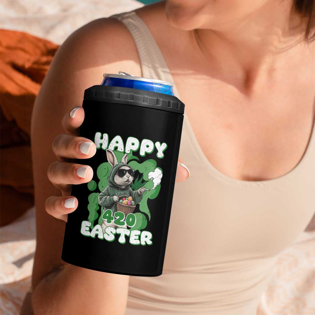 Happy 420 Easter 4 in 1 Can Cooler Tumbler Funny Smoking Easter Bunny