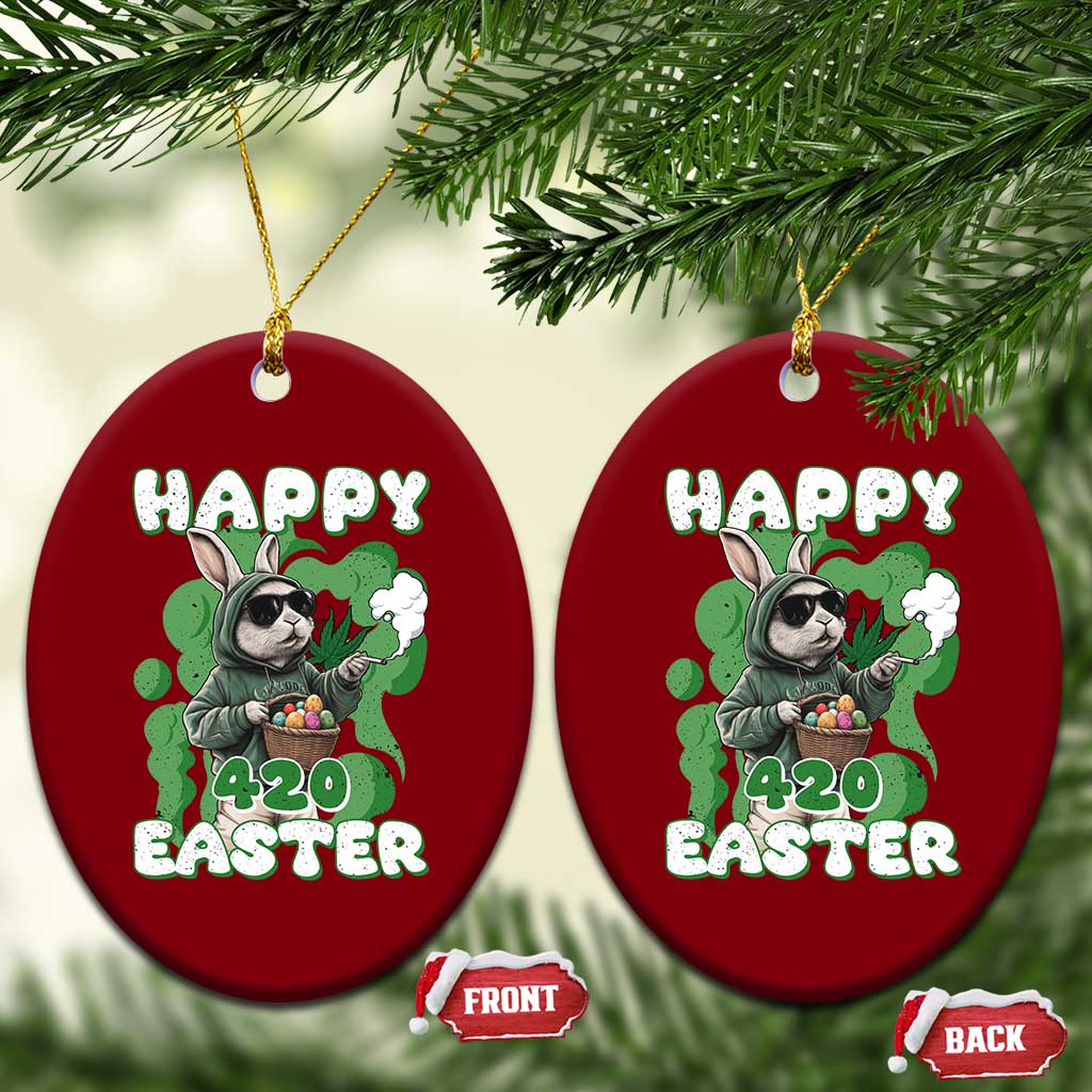 Happy 420 Easter Ceramic Ornament Funny Smoking Easter Bunny - Wonder Print Shop