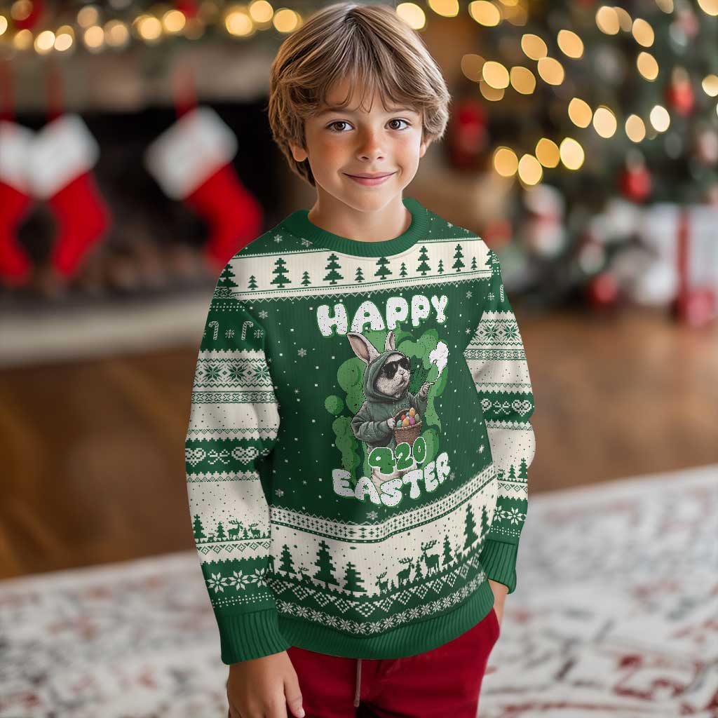 Happy 420 Easter Ugly Christmas Sweater Funny Smoking Easter Bunny - Wonder Print Shop