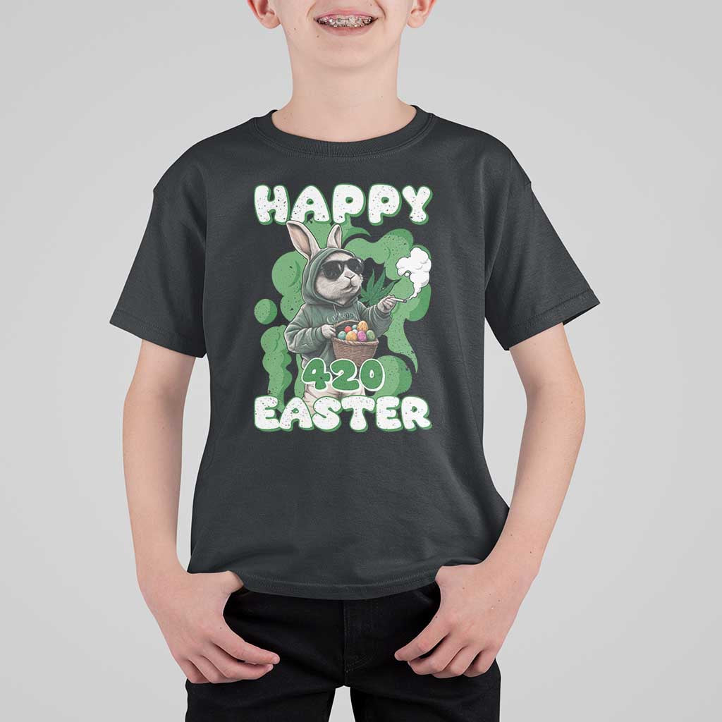 Happy 420 Easter T Shirt For Kid Funny Smoking Easter Bunny