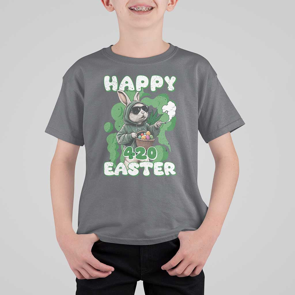 Happy 420 Easter T Shirt For Kid Funny Smoking Easter Bunny