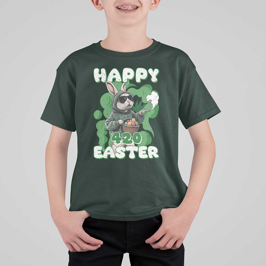 Happy 420 Easter T Shirt For Kid Funny Smoking Easter Bunny