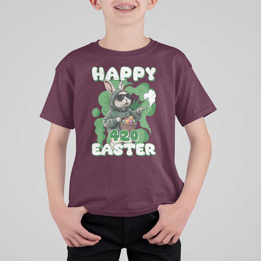 Happy 420 Easter T Shirt For Kid Funny Smoking Easter Bunny