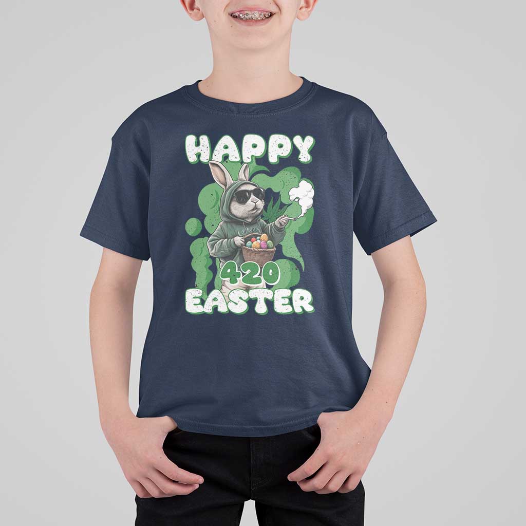 Happy 420 Easter T Shirt For Kid Funny Smoking Easter Bunny