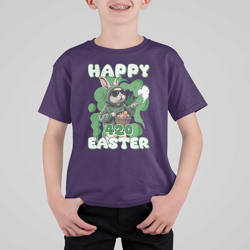 Happy 420 Easter T Shirt For Kid Funny Smoking Easter Bunny
