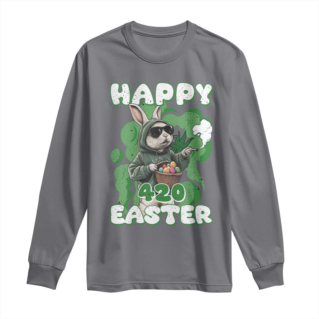 Happy 420 Easter Long Sleeve Shirt Funny Smoking Easter Bunny