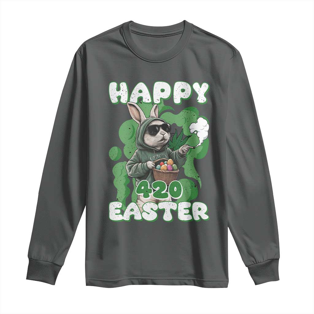 Happy 420 Easter Long Sleeve Shirt Funny Smoking Easter Bunny
