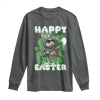 Happy 420 Easter Long Sleeve Shirt Funny Smoking Easter Bunny