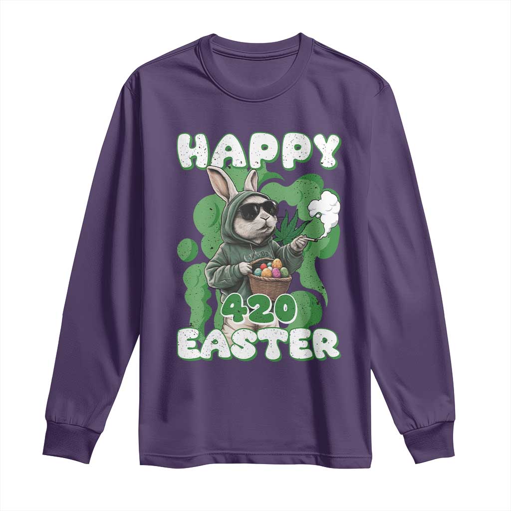 Happy 420 Easter Long Sleeve Shirt Funny Smoking Easter Bunny