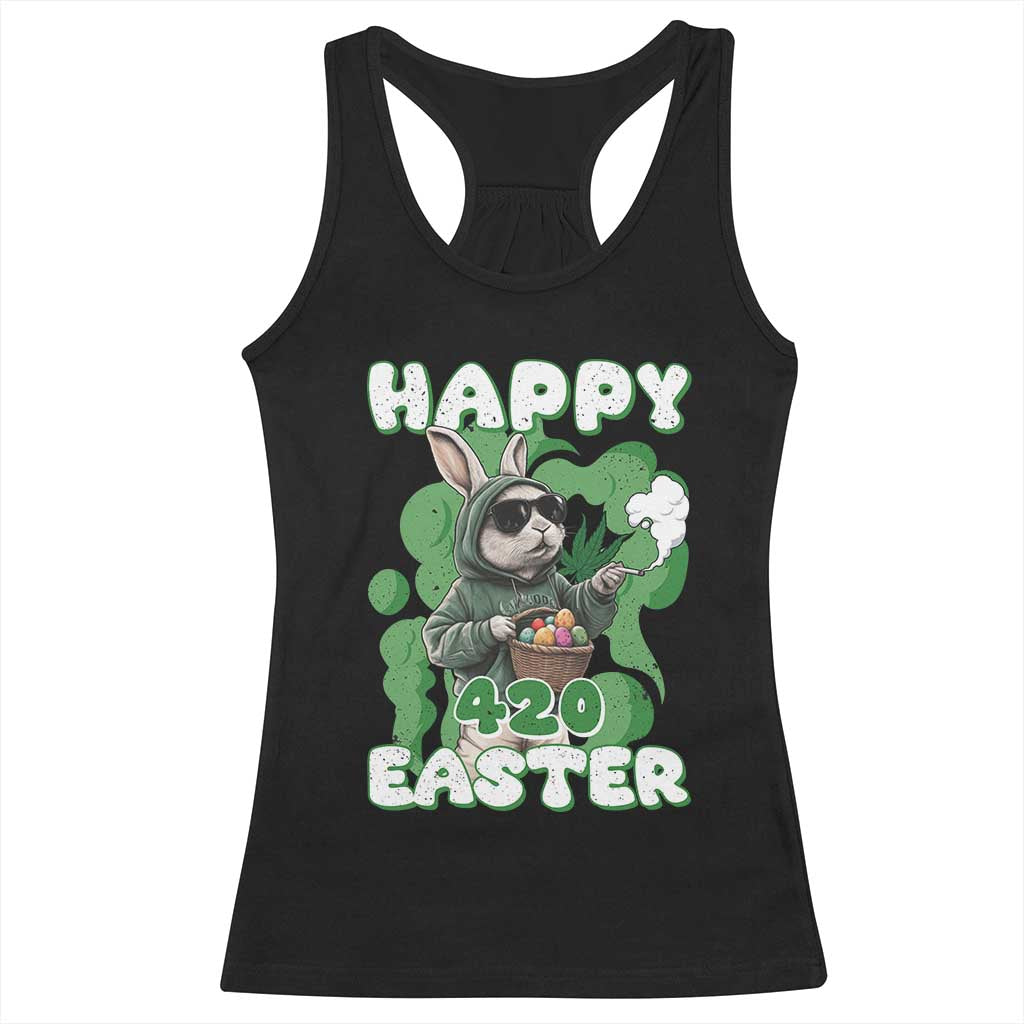 Happy 420 Easter Racerback Tank Top Funny Smoking Easter Bunny