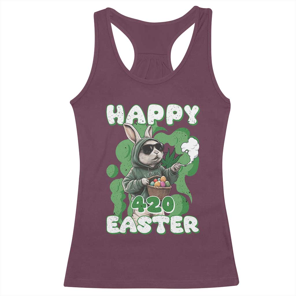 Happy 420 Easter Racerback Tank Top Funny Smoking Easter Bunny