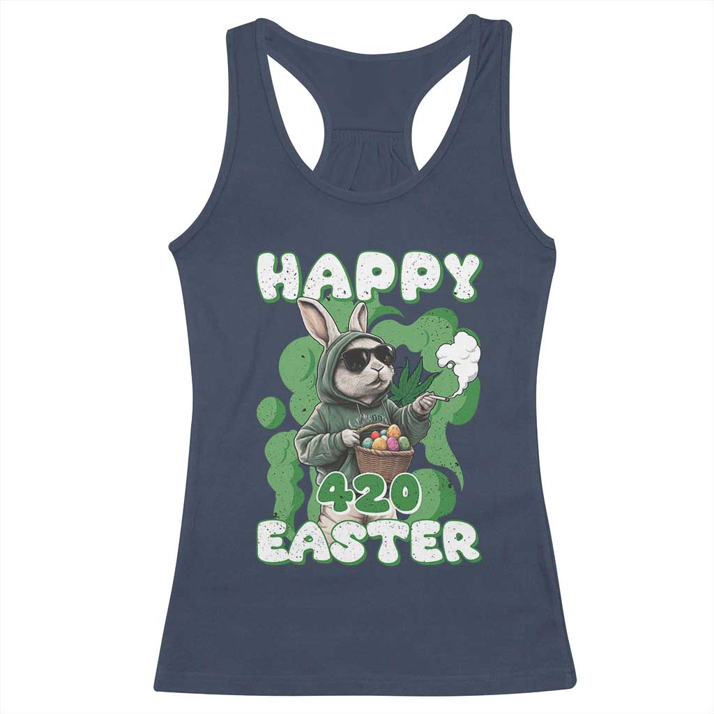 Happy 420 Easter Racerback Tank Top Funny Smoking Easter Bunny