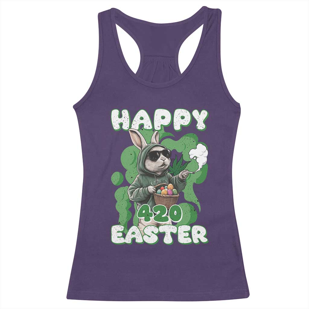 Happy 420 Easter Racerback Tank Top Funny Smoking Easter Bunny