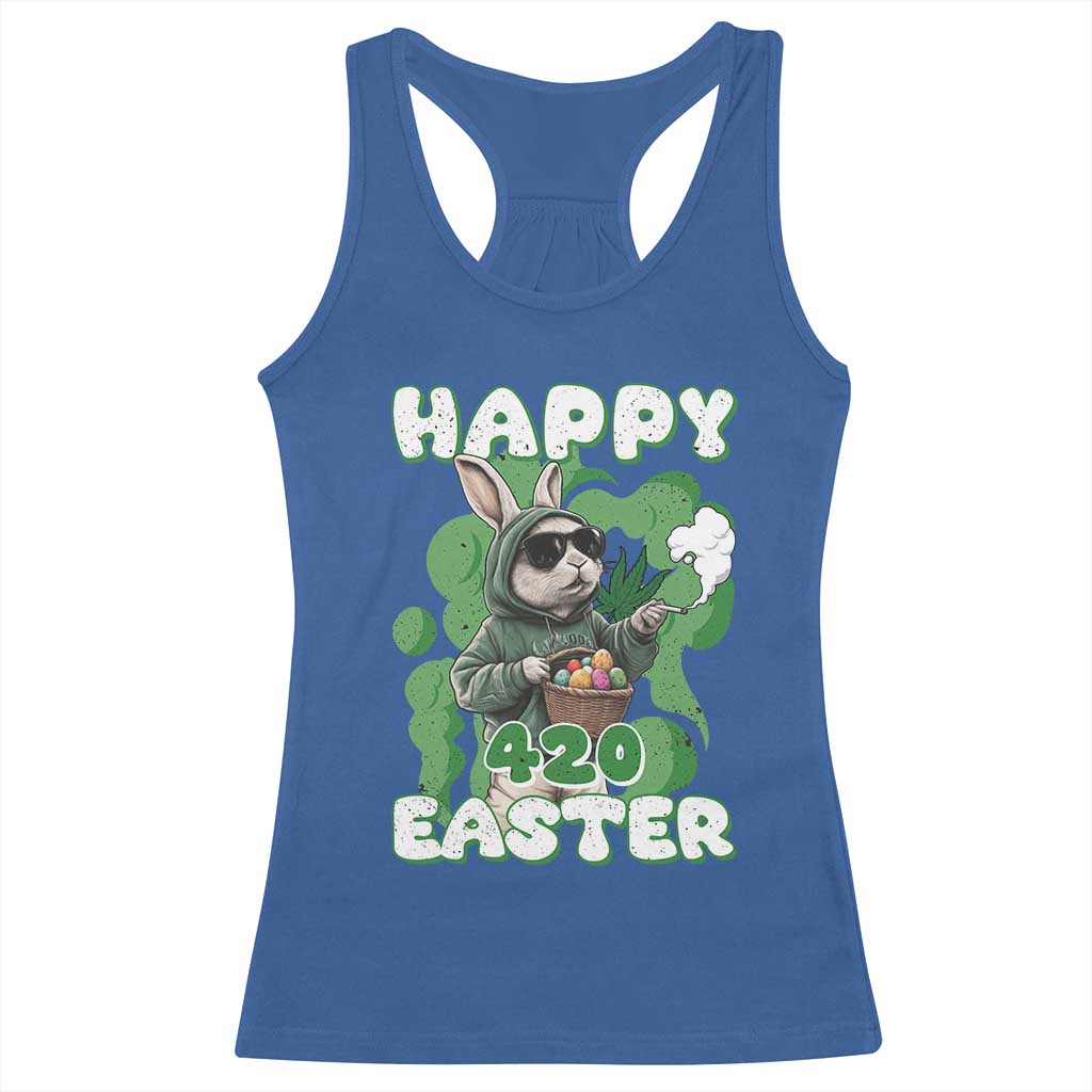 Happy 420 Easter Racerback Tank Top Funny Smoking Easter Bunny