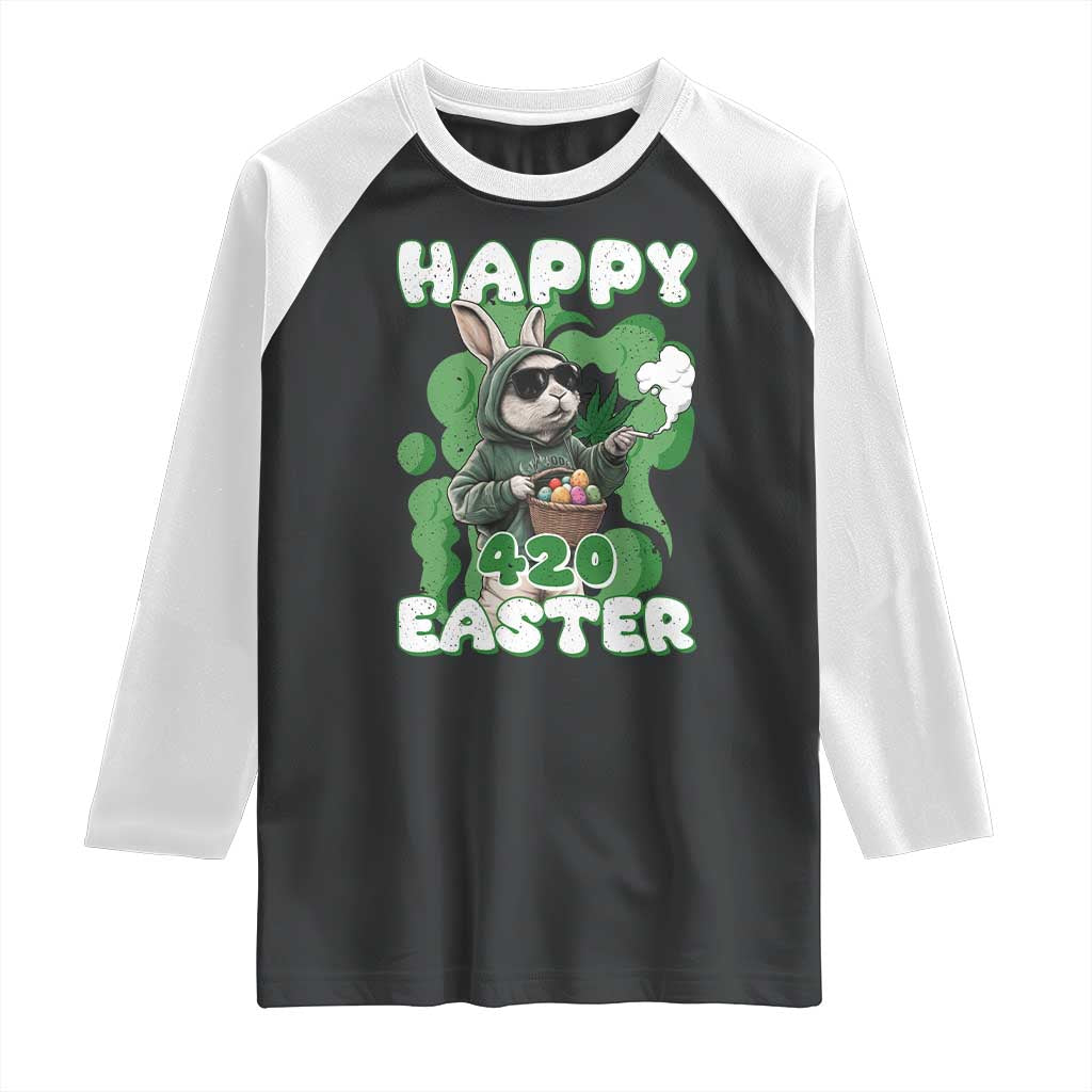 Happy 420 Easter Raglan Shirt Funny Smoking Easter Bunny