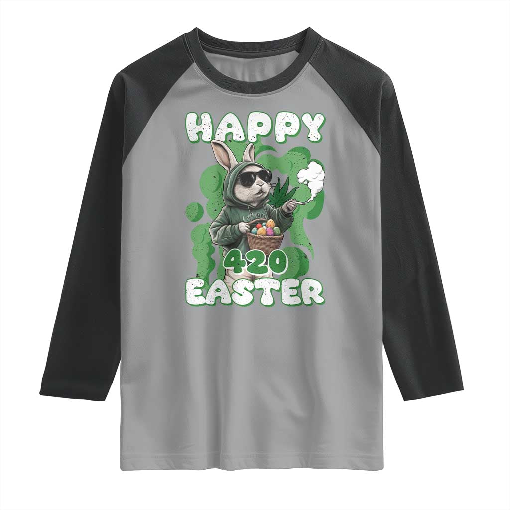 Happy 420 Easter Raglan Shirt Funny Smoking Easter Bunny