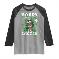 Happy 420 Easter Raglan Shirt Funny Smoking Easter Bunny