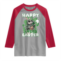 Happy 420 Easter Raglan Shirt Funny Smoking Easter Bunny