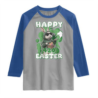Happy 420 Easter Raglan Shirt Funny Smoking Easter Bunny