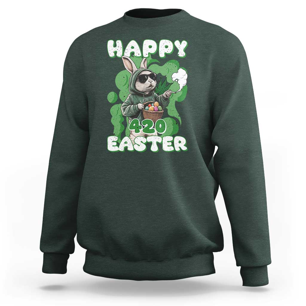 Happy 420 Easter Sweatshirt Funny Smoking Easter Bunny