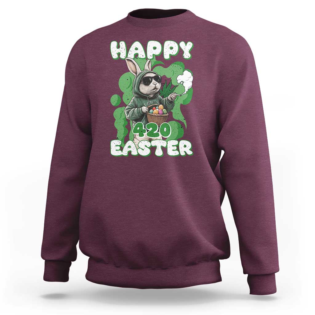 Happy 420 Easter Sweatshirt Funny Smoking Easter Bunny