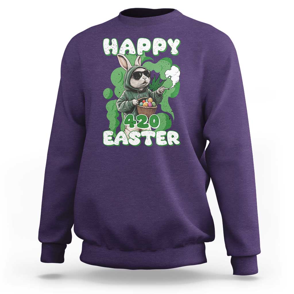 Happy 420 Easter Sweatshirt Funny Smoking Easter Bunny