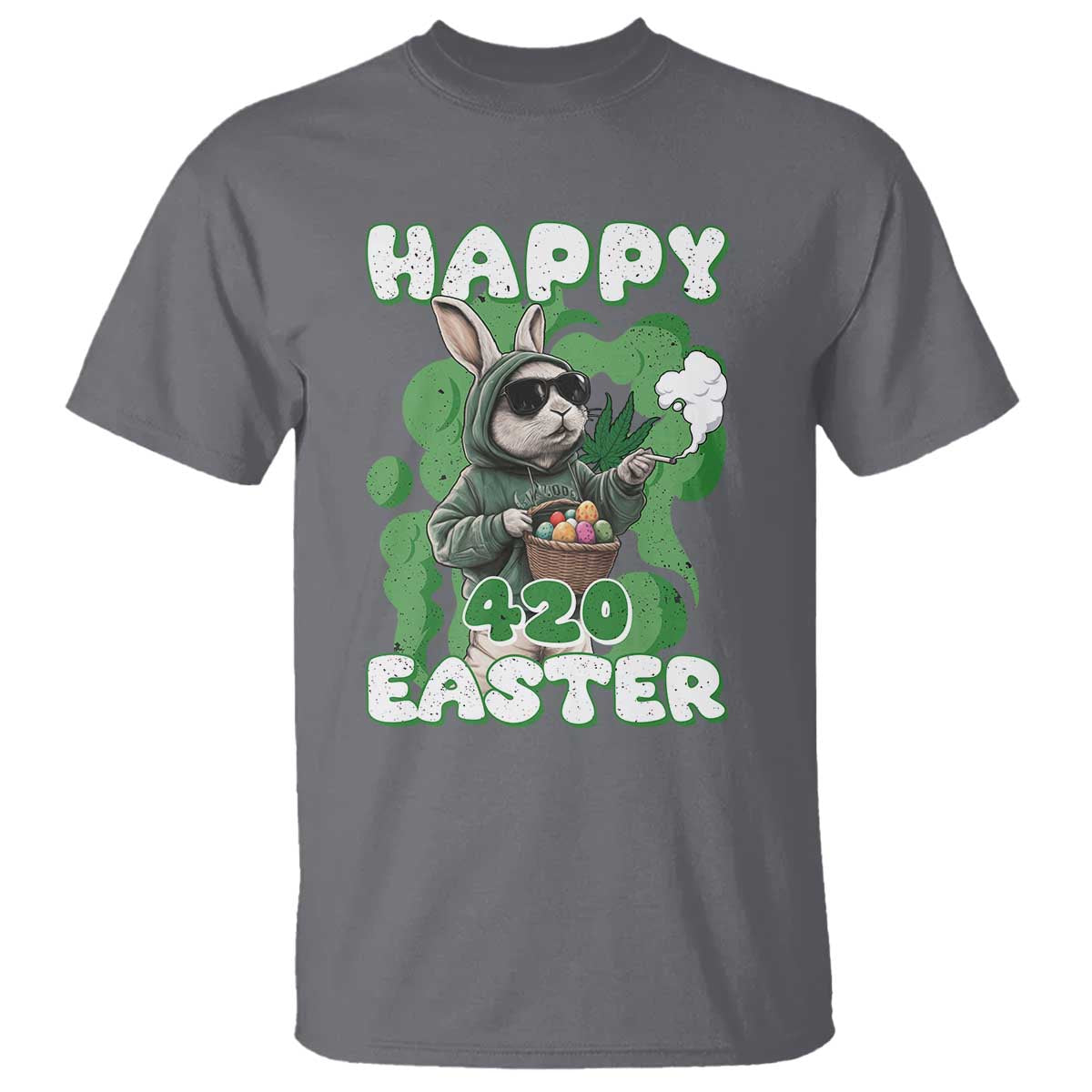 Happy 420 Easter T Shirt Funny Smoking Easter Bunny